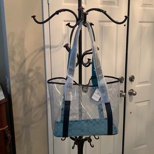 Coach Clear Logo Tote *Blue Trim* NWT